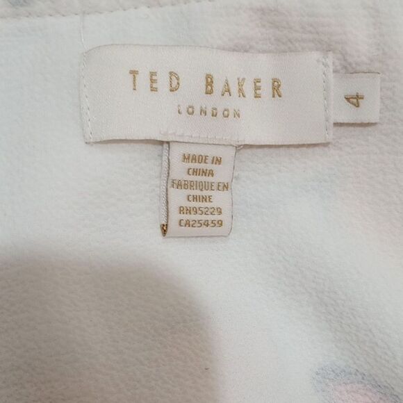 Ted Baker London Thurso Floral Print Stretch Woven Balloon Sleeve Blouse Size 4 - Picture 10 of 15